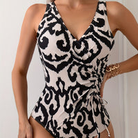 Backless Pure Color Mesh Stitching One-piece Women's Swimsuit