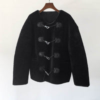 Autumn And Winter New Metal Leather Ring Fur Stitching Casual Fashionable Stylish Coat