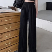 High-waisted Draping Lightweight Pleated Casual Pants