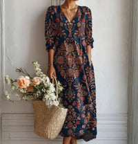 Lady's Linen Long-sleeved Dress