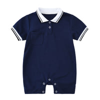 Boys And Girls Preppy Fashion Lapel Romper