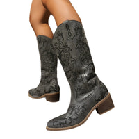 Autumn Pointed Toe Embroidered Knight Boots