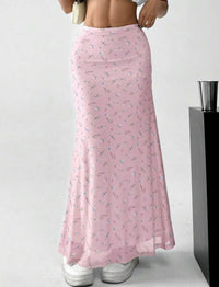 Summer Womens Skirt Mori Style Floral Chiffon Fishtail Maxi Skirt