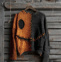 Womens Halloween Printed Crew-Neck Sweater From Europe And The US