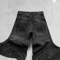 Retro Black Patchwork Hole Jeans Hip Hop