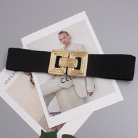 Square Metal Buckle Jute Wide Belt