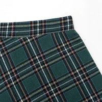 Women's High Waist Casual Loose Plaid Midi Dress