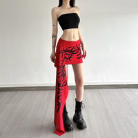 New Womens High-waisted Figure-flattering Asymmetrical Skirt With A Trendy Print