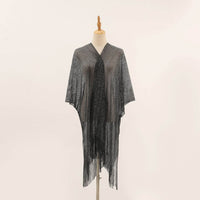 Flat Towel Shawl Gold And Silver Silk Slit Fashionable Beachwear Vacation Sun Protection Shirt