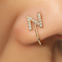 No Piercing Nose Pin Copper Inlaid Zircon Letter U Shape