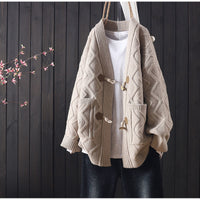Loose Western Style All-match Horn Button Sweater For Women