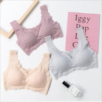Japanese Sloggi Full Lace Underwear Defen An Gathered Wireless Sexy Beauty Back Anti-drooping Yoga Bra
