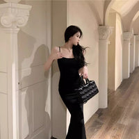 Sexy Strap Dress Elegant Sheath Fishtail Maxi Dress For Pear-Shaped Figures
