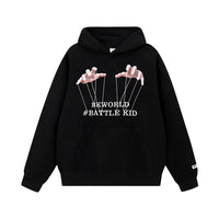 Two-hand Handle Letter Printing Velvet Padded Hooded Sweatshirt