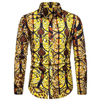 Men's Long-sleeved Shirt Ethnic Print Slim Fit
