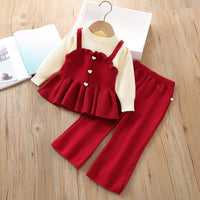 Fake Two-piece Knitted Long-sleeved Two-piece Pants