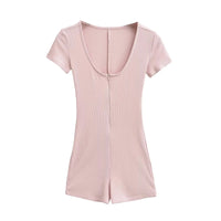 Sexy Ribbed Yoga Fitness Jumpsuit With Short Sleeves For Curvy Women
