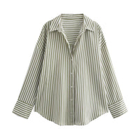 Women's Lapel Collar Multi-Color Long-Sleeve Single-Breasted Shirt