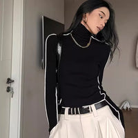 Women's Contrast Color Turtleneck Sweater Inner Bottoming Sweater