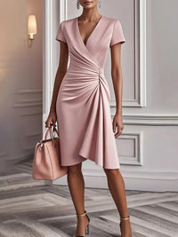 Solid-color Short-sleeve Dress Womens Style