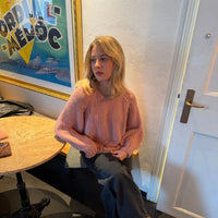 Women's Loose Round Neck Backless Lace-up Knitted Sweater