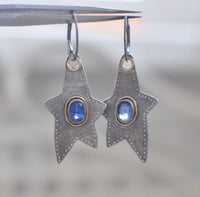 Moonstone Two-Tone Star Earrings For Women