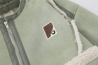 Lamb Wool Stand-up Collar Cotton-padded Clothes Stitching Fur Coat