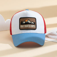 Men's Patchwork Sunset Mountain Mesh Baseball Cap, Fashionable And Casual Baseball Cap, Spring And Summer Outdoor Travel And Sports
