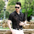 Summer New Style Men's Shirts Slim Hollow Embroidered Non-iron Casual Shirts