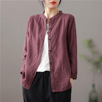 Long Sleeve Shirt Loose Slim Fit Slimming Pure Color All-matching
