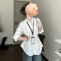 Sophisticated French-style White Blouse For Women Niche, Chic Long-sleeve Top