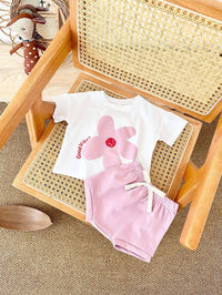 Baby Sun Print Top Casual Short Sleeve Two-piece Set