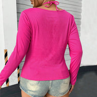 Women's Sexy Hollow-out Halter Slim-fit Long Sleeve American Top