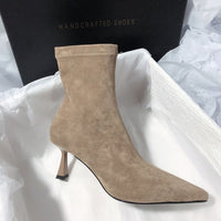 New High-heel Fashion Versatile Pointed Toe Slim Heel Simple Commuting Ankle Boots For Women
