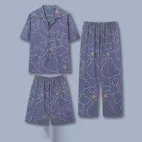 Three-piece Pajamas Men's Summer Pure Cotton Short Sleeve Trousers Suit