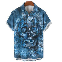 Retro Skull Head 3D Digital Printing Leisure Loose Shirt