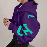 Long-sleeve Zip-up Casual Sweatshirt With A Printed Design