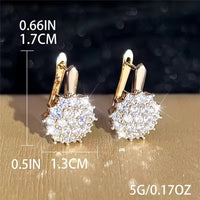 Copper Inlaid Zircon Ear Clip French Exquisite Flower Women's Earrings