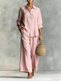 Women's Cotton And Linen Wide-leg Pants Suit