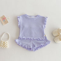 Wooden Ear Vest Baby Fashionable Korean Style Shorts Fashion Two-piece Suit