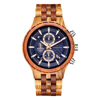 Mens Fashionable Multi-Functional All-Wood Quartz Sports Watch