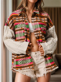 New Knitted Sleeve Patchwork Wool Coat
