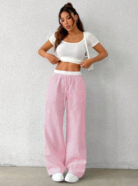 Casual Fashion Womens Striped Wide-Leg Floor-Length Pants