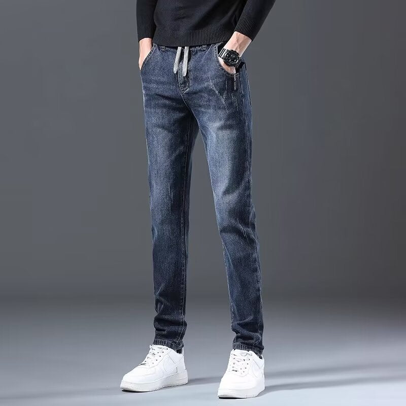 Jeans Men's Straight Loose Elastic All-matching Long Pants