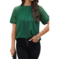 Women's Comfort And Casual-style Short-sleeved Lace Top
