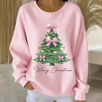 Christmas Tree Drop-shoulder Crewneck Long-sleeve Hoodie
