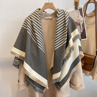 Thick Reversible Faux Cashmere Striped Scarf
