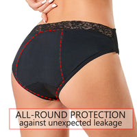 Women's Four Layer Mid Waist Lace Button Leak Proof Underwear