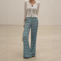 Womens Simple All-Match Printed High-Elastic Casual Pants