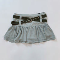 Belted Ruffled Versatile Spicy Girl Chiffon Short Skirt Pleated Skirt